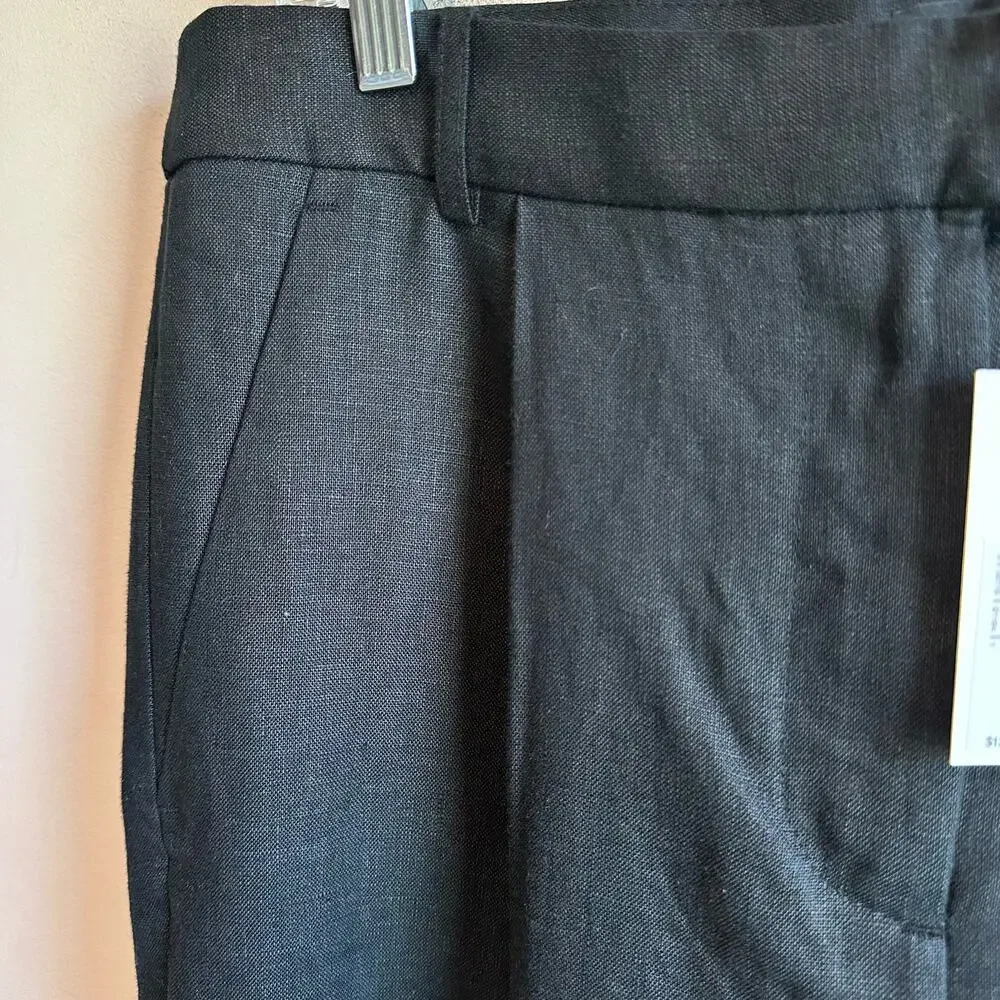 Banana Republic Women's Lina Straight Linen Pant Black 12 882876